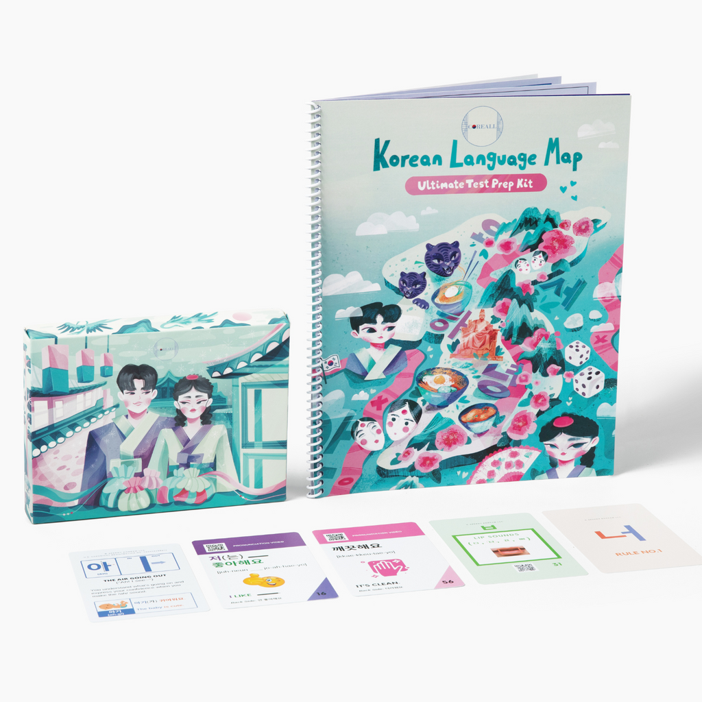 (2. TRINITY SET - SUPERB) Korean Language Map + Hangul & Survival Korean Flashcards w/ 100-Minute Master Orientation, 3 Absolute Beginner Video Lessons & Self-Study Bundle